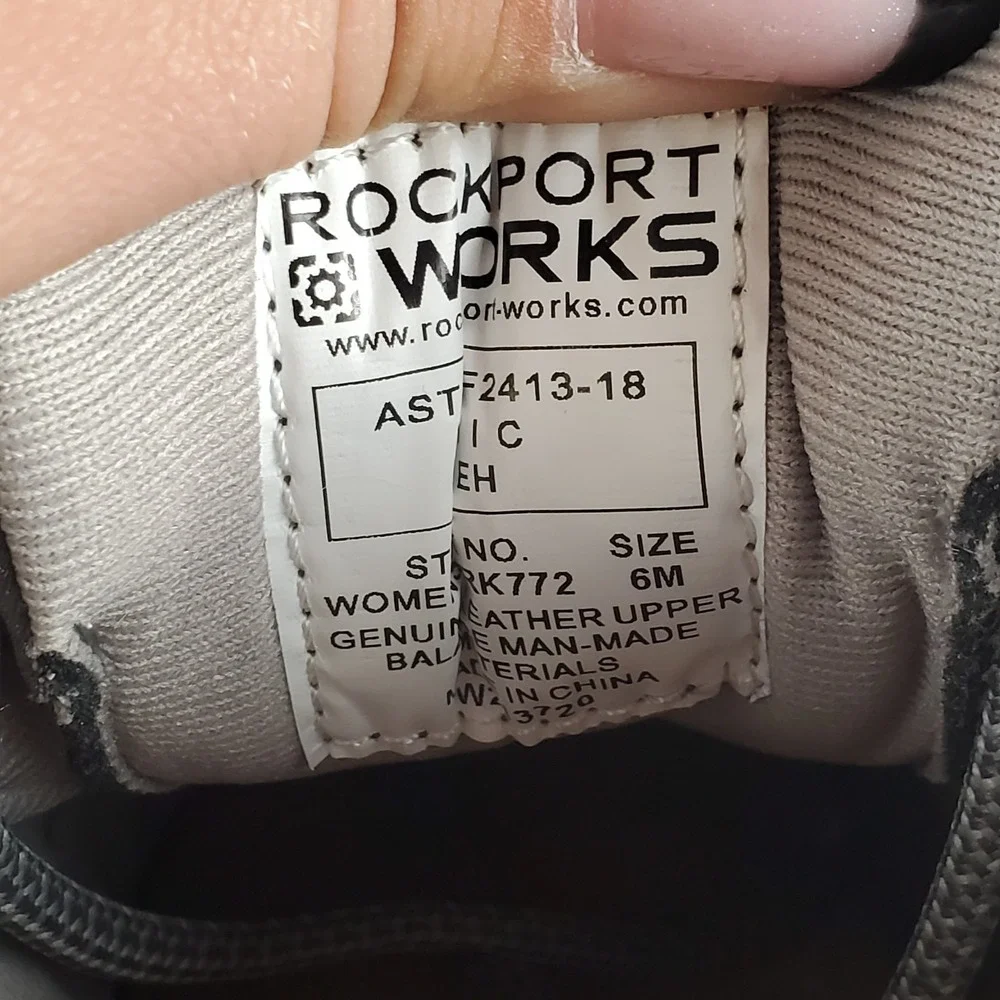 Rockport Works Pulse Tech Womens Work Shoes Sz 6 M Gray Leather Composite Toe